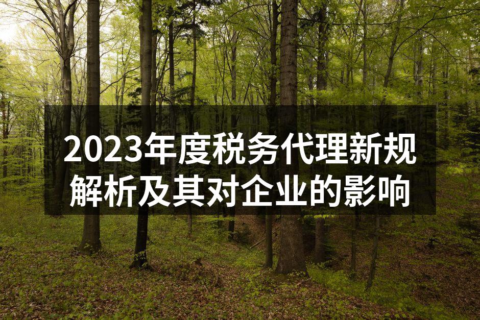 2023年度税务代理新规解析及其对企业的影响